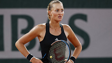 Kristina Mladenovic shows her frustration during her French Open loss to Laura Siegemund.