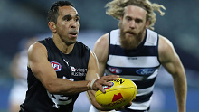 Eddie Betts in action for Carlton in their upset win over Geelong.