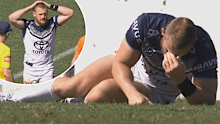Coen Hess left the field after suffering a knee injury.