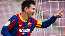 Lionel Messi celebrates after scoring for Barcelona last season.
