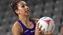 Queensland Firebirds player Jemma Mi Mi on the court earlier this season.