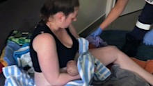 A Melbourne mum has delivered her own baby on her bathroom floor after going into labour at just 34 weeks.