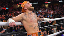 Jake Paul reacts after defeating Tyron Woodley by split decision in their cruiserweight bout during a Showtime pay-per-view event at Rocket Morgage Fieldhouse on August 29, 2021 in Cleveland, Ohio. (Photo by Jason Miller/Getty Images)