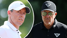 Phil Mickelson (right) has called for an end to the rivalry between LIV and PGA players. 
