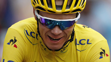 Chris Froome in the Tour de France yellow jersey.