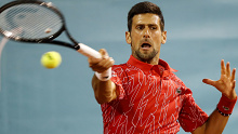 Novak Djokovic hits a forehand during the Belgrade leg of his ill-fated Adria Tour.