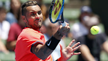 Nick Kyrgios in action during last year's Kooyong Classic.