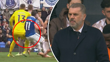 Spurs manager Ange Postecoglou was left fuming after an Everton goal was allowed to stand despite appeals for a foul.