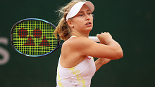 Daria Saville of Australia in action during her first round win against Valentini Grammatikopoulou 