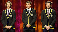 Fyfe pictured alongside Carlton's Patrick Cripps and Bulldogs star Marcus Bontempelli