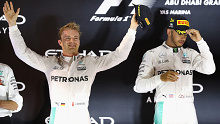 Nico Rosberg and Lewis Hamilton at the 2016 Abu Dhabi GP, after Rosberg sealed the world title.