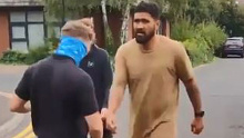 Mose Masoe takes his first unassisted steps after suffering a spinal injury during a game.