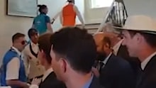 Usman Khawaja is heckled in the Long Room.