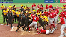 The new Reds star was ejected for the stoush with several of his teammates.
