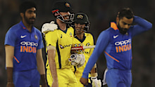 Ashton Turner and Jhye Richardson celebrate Australia's record run chase.