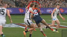 Melbourne's Kysaiah Pickett could find himself in trouble after this bump on Carlton captain Patrick Cripps