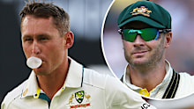 Marnus Labuschagne and (inset) Michael Clarke.