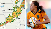 The Wallaroos clash against the USA was delayed more than two hours due to tornado warnings in the Kansas area.