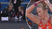 There were farcical scenes at the end of a Super Netball clash between the Giants and Lightning in Sydney.