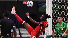 Ismael Kone of Canada scores the team's first goal during the CONMEBOL Copa America 2024 third place match between Uruguay and Canada at Bank of America Stadium on July 13, 2024 in Charlotte, North Carolina. (Photo by Omar Vega/Getty Images)