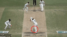 Joel Paris leaves a delivery from Sean Abbott.