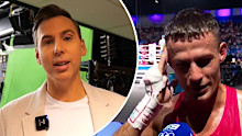 Grant Hackett reacts to Harry Garside's tribute in Paris. 