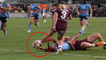 NSW was awarded a late penalty try after this kick from Shenae Ciesiolka on Yasmin Clydsdale