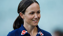 Daisy Pearce pictured during her time as Geelong assistant coach during the 2023 AFL season