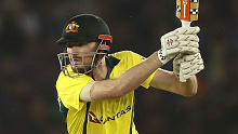 Ashton Turner hits out during his match-winning innings against India.
