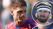 Kalyn Ponga (main picture) and Aaron Woods (inset).