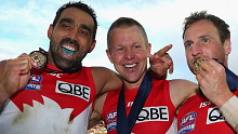 From left: Adam Goodes, Ryan O'Keefe and Jude Bolton.