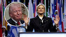 US President Donald trump and IOC Kirsty Coventry.