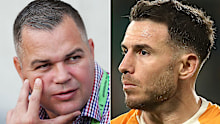 Broncos coach Anthony Seibold and captain Darius Boyd.