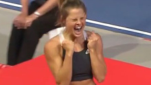 Nina Kennedy celebrates after breaking the women's pole vault Australian record.