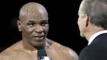 Mike Tyson speaks post-fight.