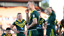 HAMILTON, NEW ZEALAND - NOVEMBER 04: Daly Cherry-Evans of Australia looks dejected following the Men's Pacific Championship Final match between Australia Kangaroos and New Zealand Kiwis at Waikato Stadium on November 04, 2023 in Hamilton, New Zealand. (Photo by Phil Walter/Getty Images)