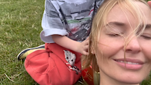 Lara Worthington with her son River in a new video.