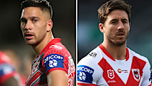 Corey Norman and Ben Hunt of the Dragons. (Getty)