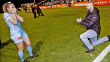 Rhali Dobson's partner Matt proposes after her final W-League game