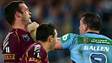 Paul Gallen punches Nate Myles during Origin I, 2013.
