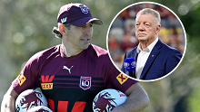 Queensland Maroons coach Billy Slater with inset of Phil Gould.