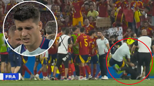 Álvaro Morata was taken out by a steward. 