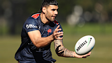 Terrell May during a Sydney Roosters training session.