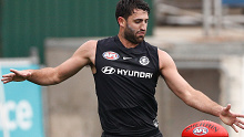 Alex Fasolo is seen during a Carlton Blues training session 