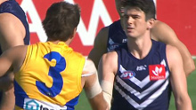 Gaff and Brayshaw met each other in the middle of the ground to shake hands prior to the game