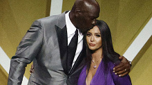 Vanessa Bryant is greeted by Michael Jordan for Kobe Bryant's Basketball Hall of Fame induction.