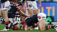 Boyd Cordner goes down with another head-knock at the SCG. (Getty)