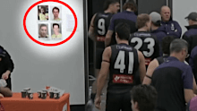 The umpire 'mugshots' in the Fremantle rooms.