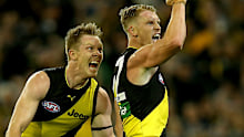 Josh Caddy celebrates scoring a goal in 2017
