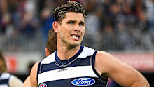 Tom Hawkins managed just one goal in the 83-point loss against Melbourne